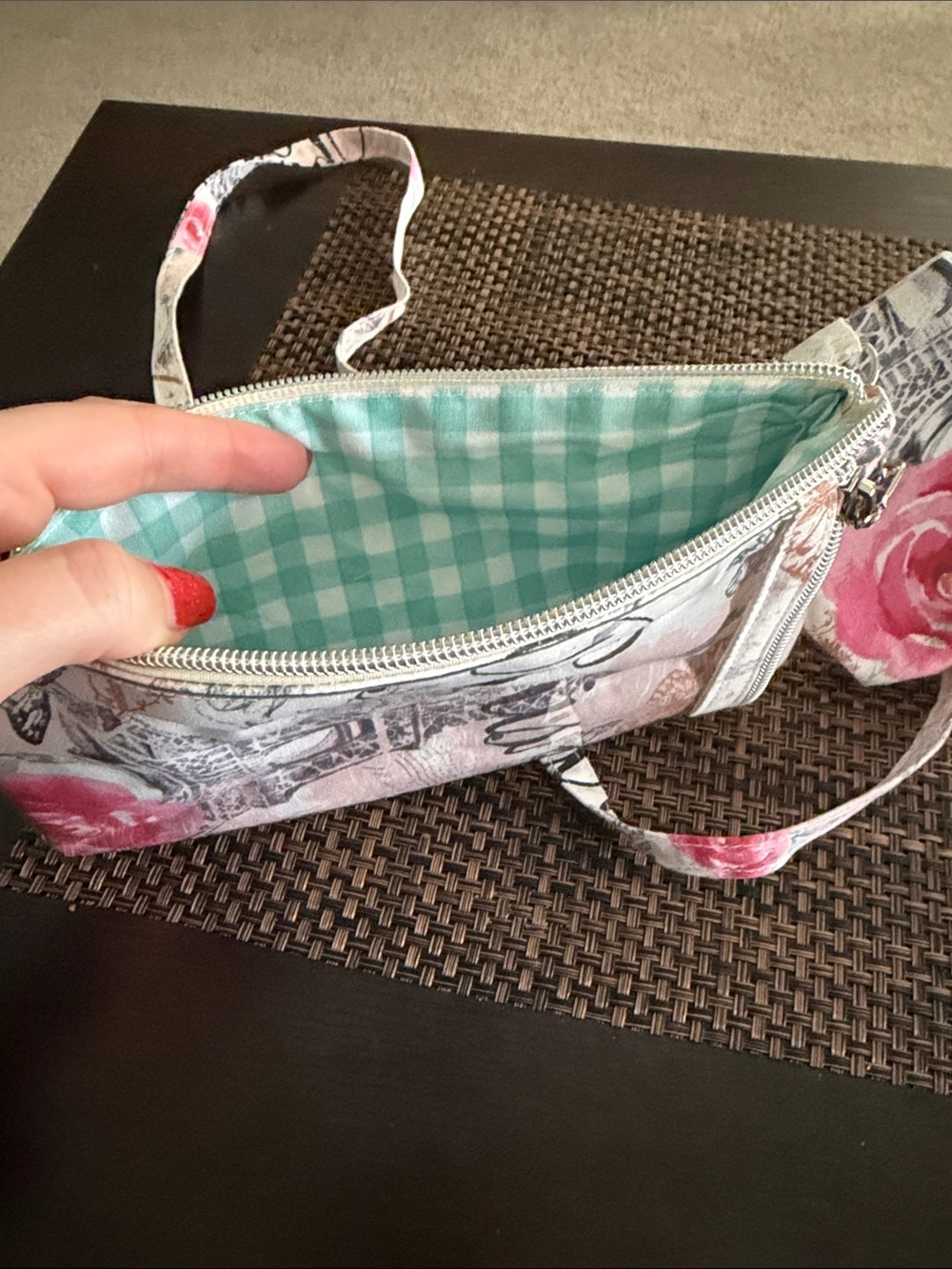 Paris Eiffel Tower Floral Crossbody with Clear Front and Mini Bag attached - Picture 5 of 9